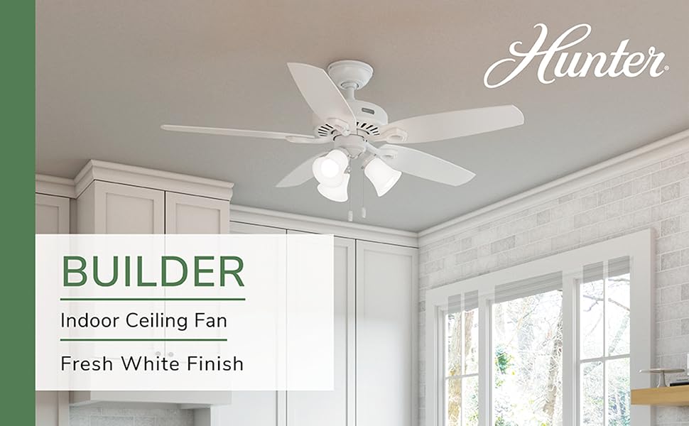 Hunter 52 inch Indoor Ceiling Fan with LED Lights - White Ceiling