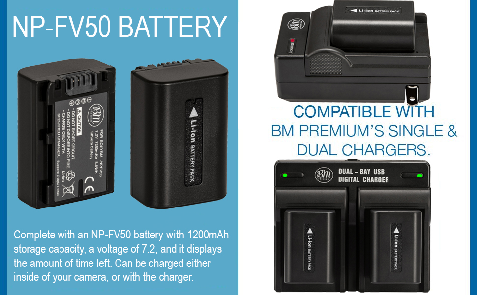 Amazon.com: BM NP-FV50 Battery For Sony FDR-AX53, HDR-CX675, HDR