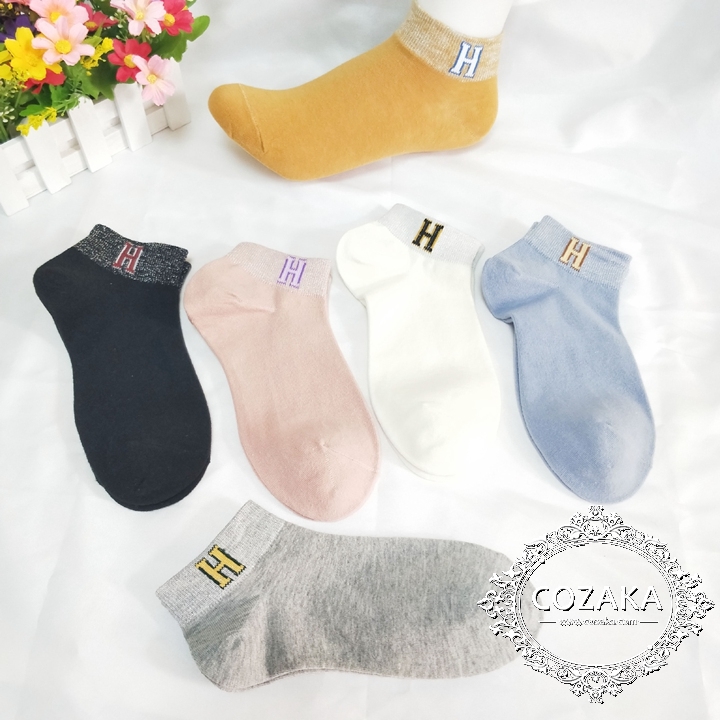 hermes|エルメス 靴下 くるぶし上 6足セット ブランド ロゴ付き