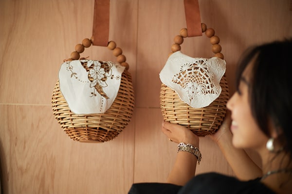 HItsuki ☆ウッドハンドルポシェット☆かごバッグ ショルダーバッグ