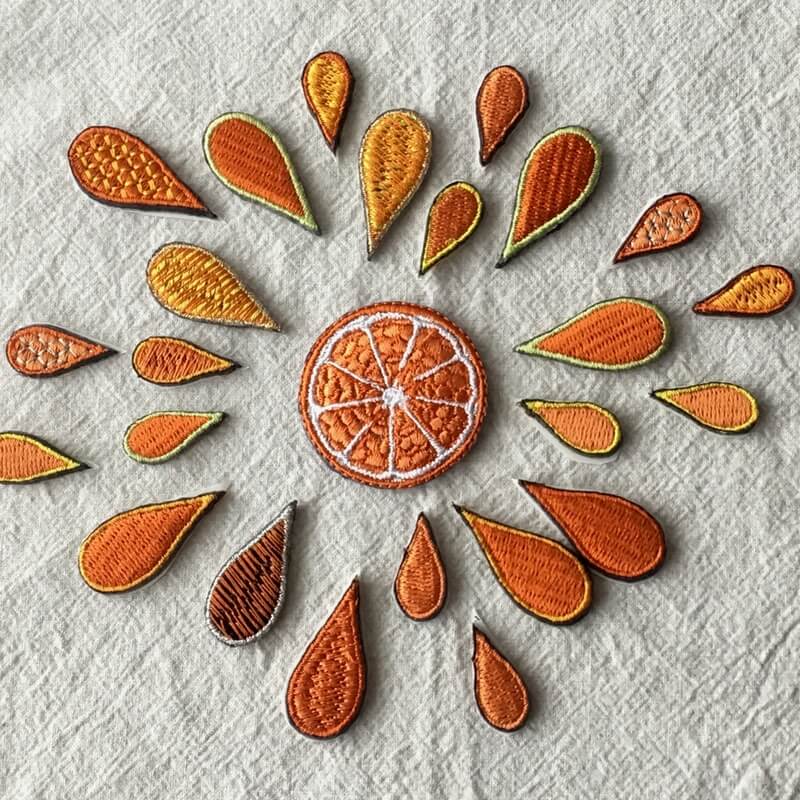 オレンジ(M)(L)刺繍のステッカーワッペン｜mimi刺繍｜東京・吉祥寺の