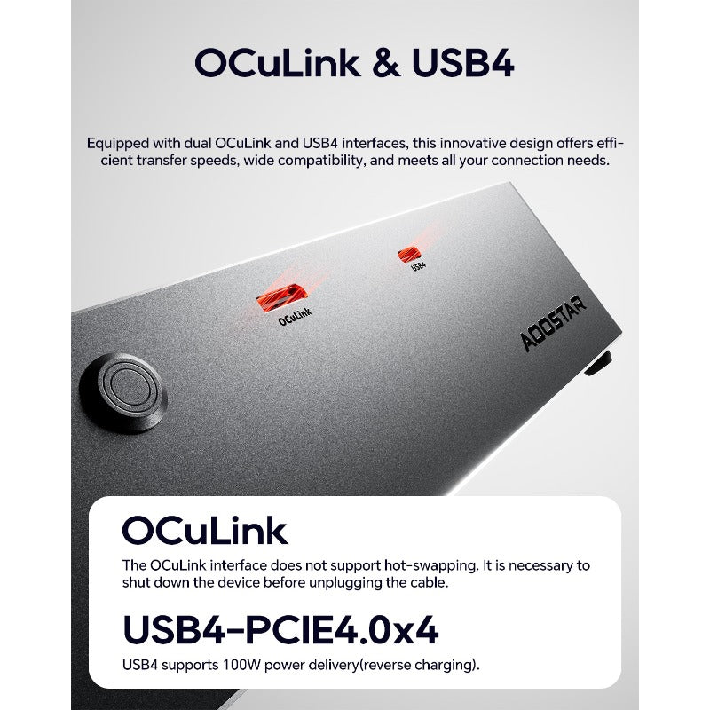 AOOSTAR AG01 EGPU Dock with OCulink Port Built-in Huntkey 400W