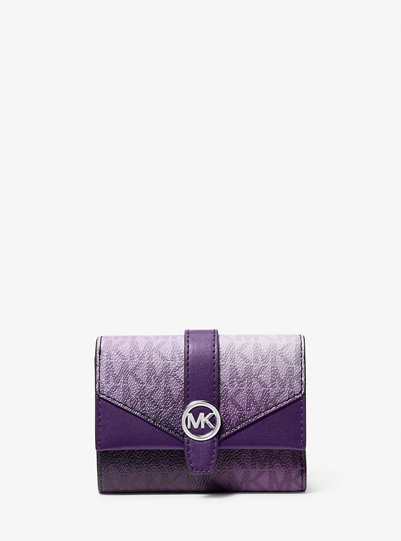 Greenwich Medium Ombré Signature Logo Tri-Fold Wallet in DARK