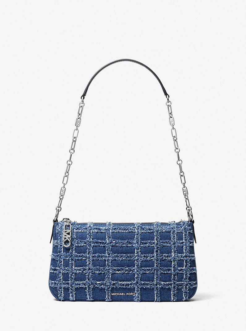 Empire Medium Frayed Denim Chain-Link Pochette in DENIM - Sale