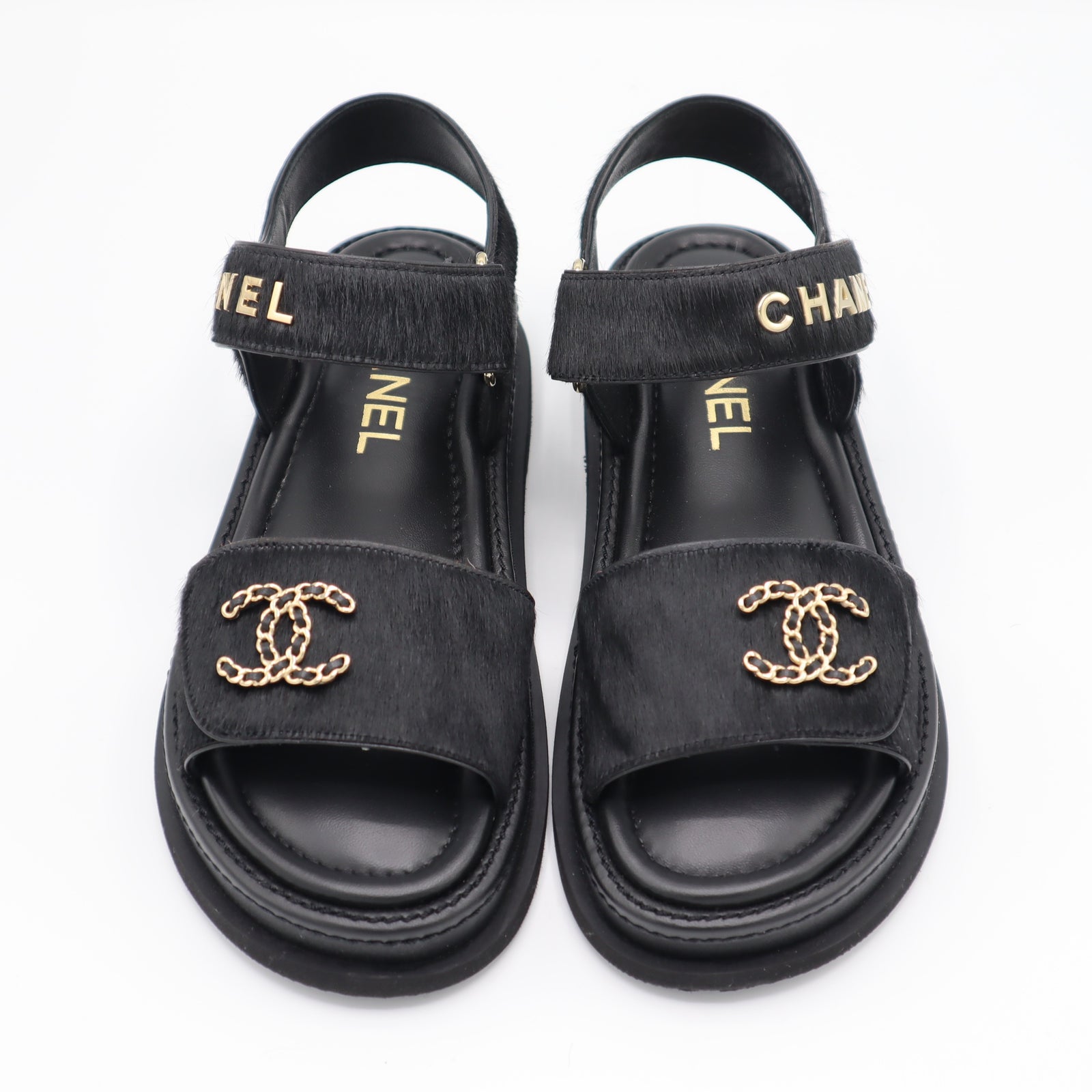 CHANEL シャネル ココマーク サンダル ハラコ レザー G46018 36C 23cm