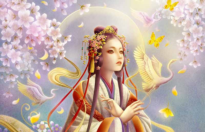 木花咲耶姫のアート｜炎と桜に宿る女神を描く（ジクレー版画） | 奥田