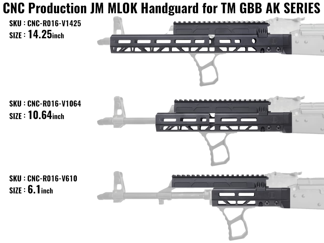CNC Production JM アルミCNC M-LOK ハンドガード w/ レールドガス