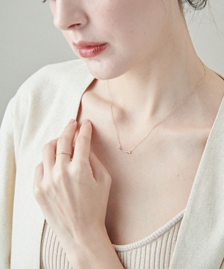 レイヤード] K10YG ダイヤモンド プレート ネックレス（761742