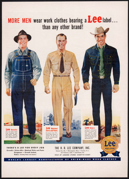 Vintage magazine ad LEE WORK CLOTHES The H D Lee Company 1951
