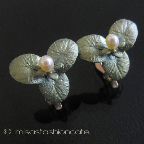 マイケルミショー 真珠 睡蓮の花イヤリング [4436_BZPP] - ￥8,600