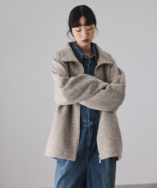 ヘリンボンツイードボンディングコーディガン｜アダムエロペの通販