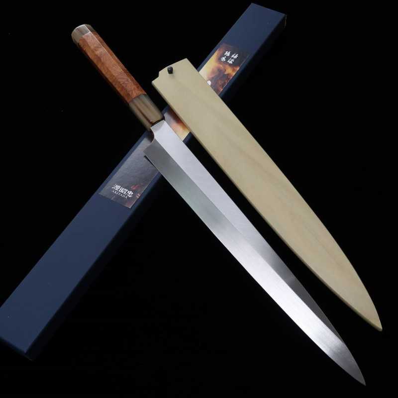 水野鍛練所 MIZUNO 源昭忠 青二鋼本焼DX 柳刃包丁 花梨柄 朴鞘付き