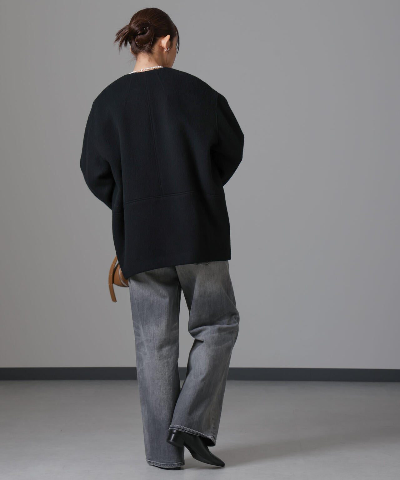 PECOLAMBウールカシミヤノーカラーミドル丈コート | NANO universe