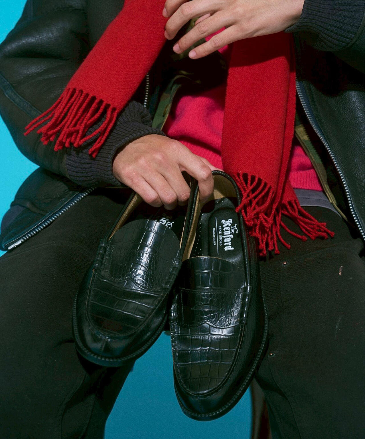 The Kenford Fineshoes/EMBOSSED LOAFERS BLACK CROCODILE COMBI