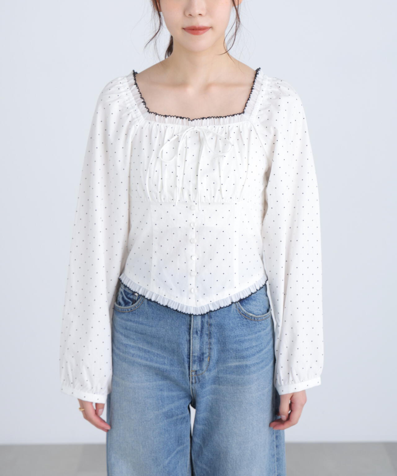 長袖ドット衿フリルブラウス | FREE'S MART（フリーズマート