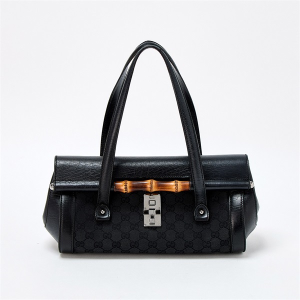 GUCCI バンブー GGキャンバス ショルダーバッグ ブラック シルバー