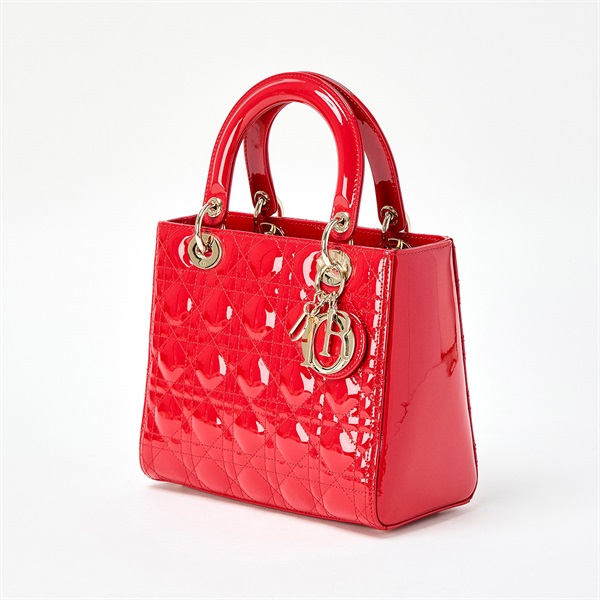 Christian Dior レディディオール ミディアム ハンドバッグ レッド