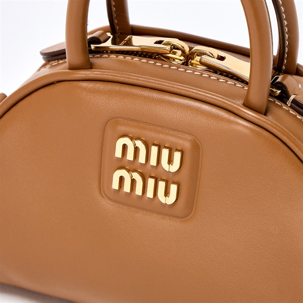 MIU MIU ハンドバッグ 5BP085 キャメル ゴールド カーフレザー