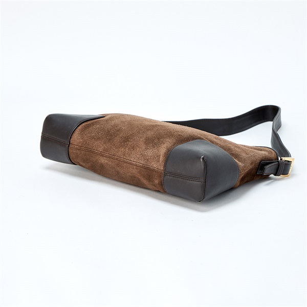 LOEWE アナグラム ショルダーバッグ ブラウン ゴールド スエード