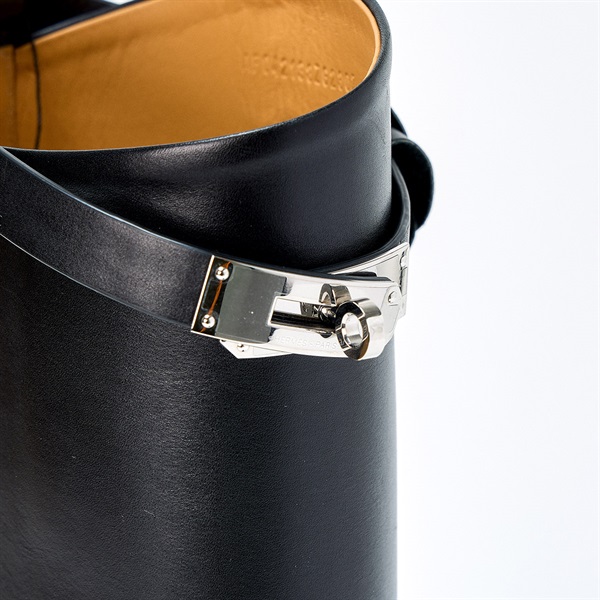 HERMES ジャンピングケリー ブーツ 39 2/1 ブラック シルバー レザー