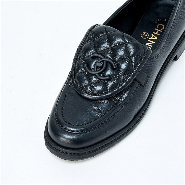 CHANEL ココマーク ローファー 39 1/2 C G45474 ブラック レザー