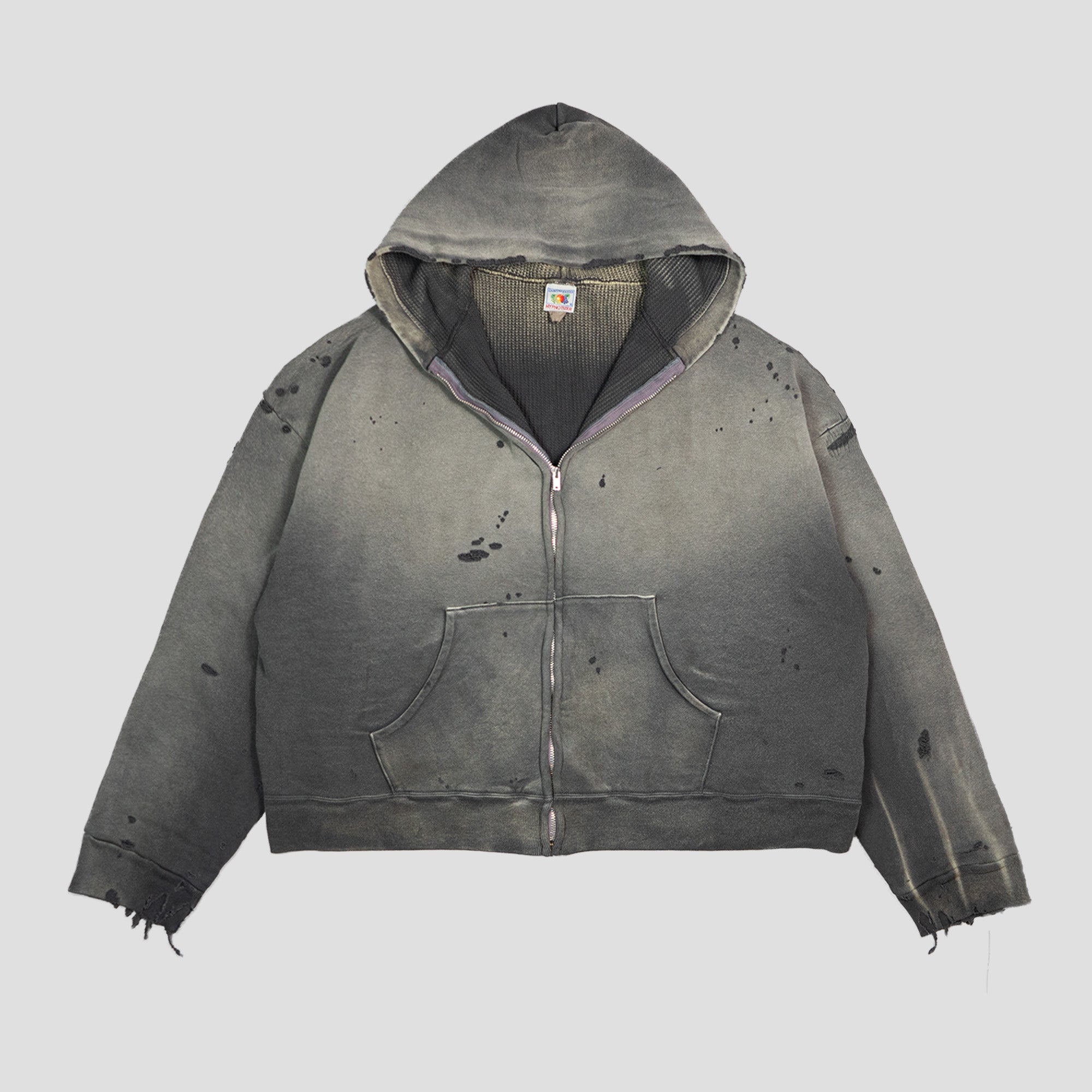 Saint Mxxxxxx - DISTRESSED ZIP-UP HOODIE