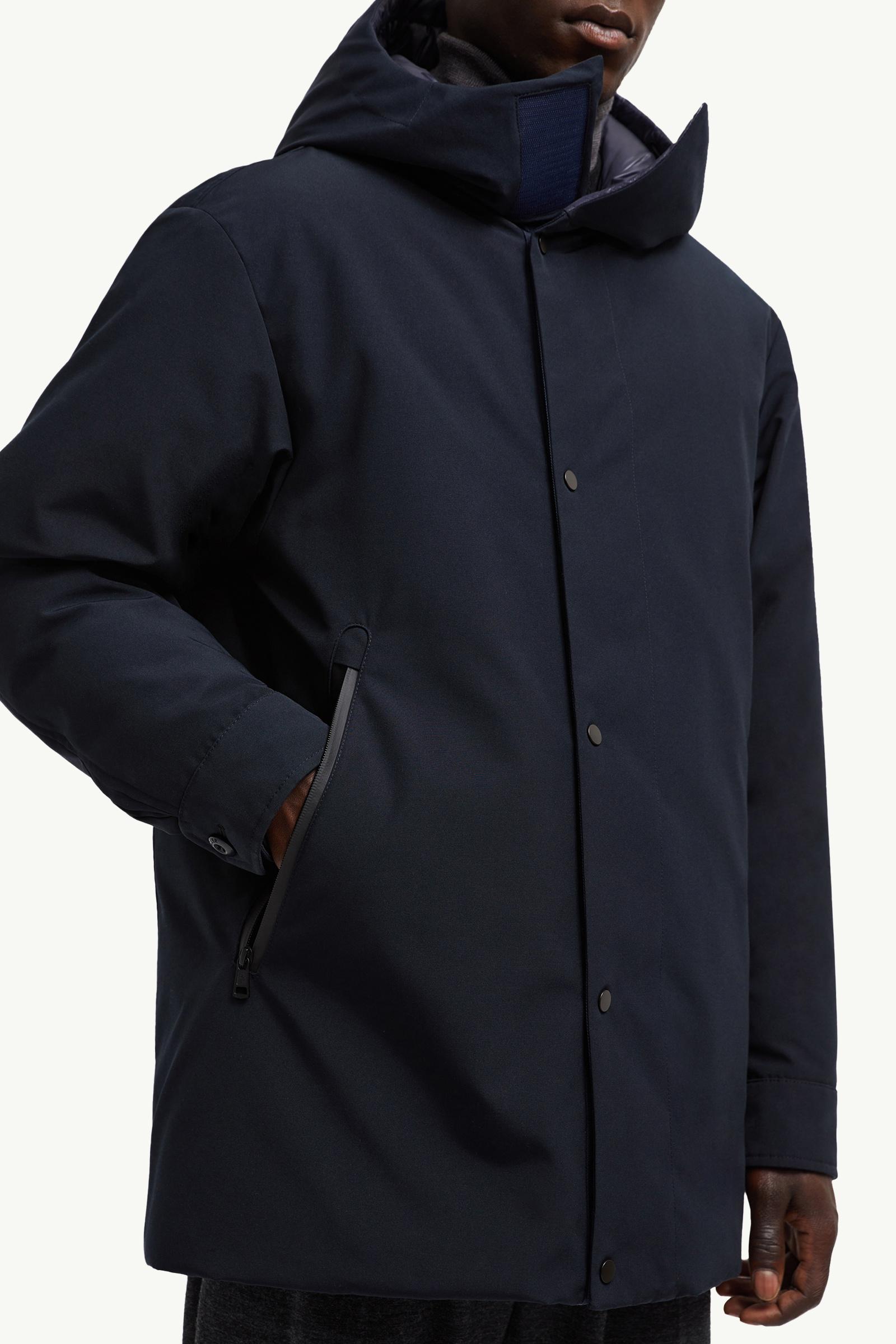 Navy Blue Fowey Reversible Hooded Mid-Length Down Jacket - Short