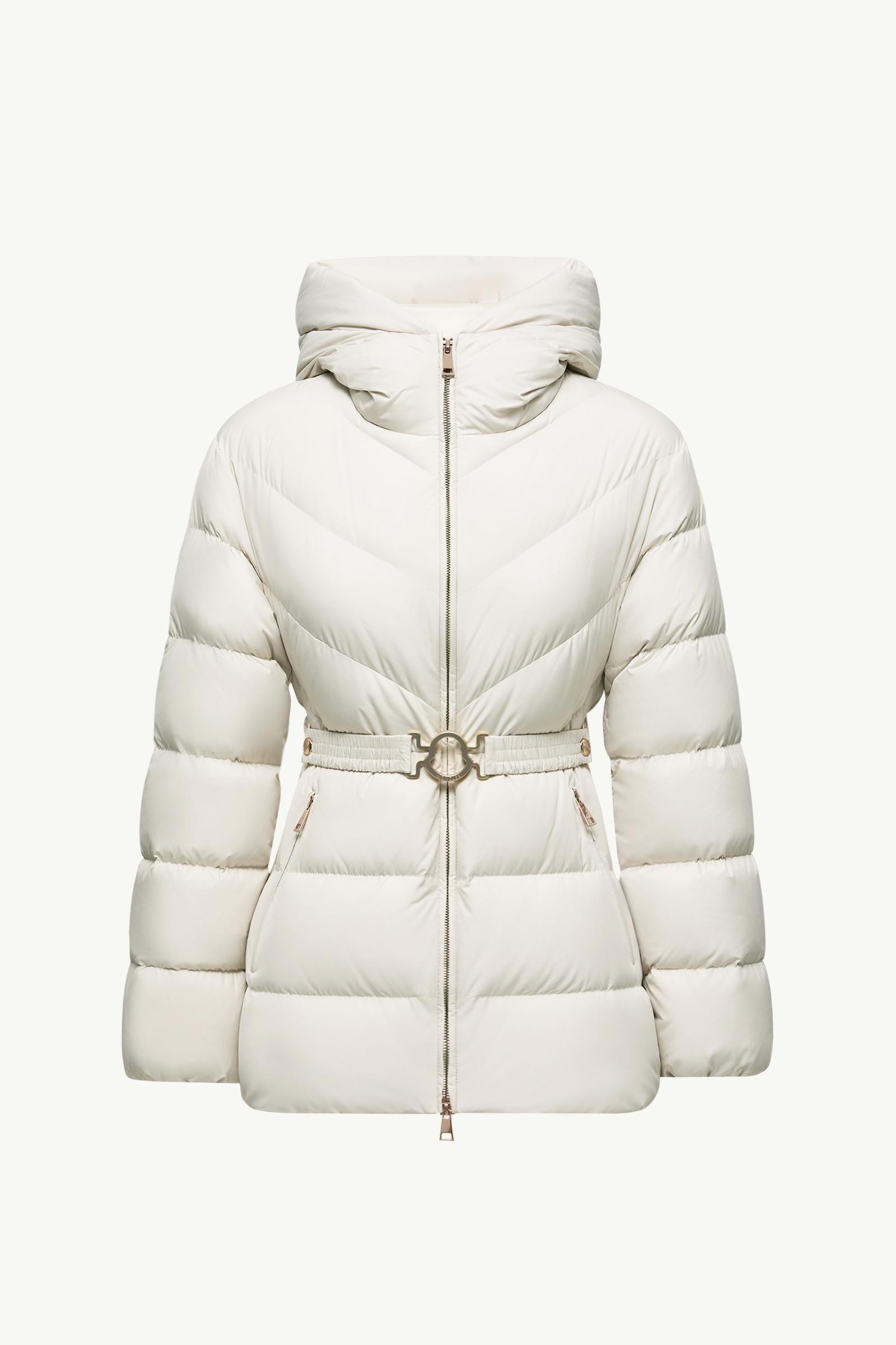 White Brosse Diagonal-Quilted Hooded Short Down Jacket - Short