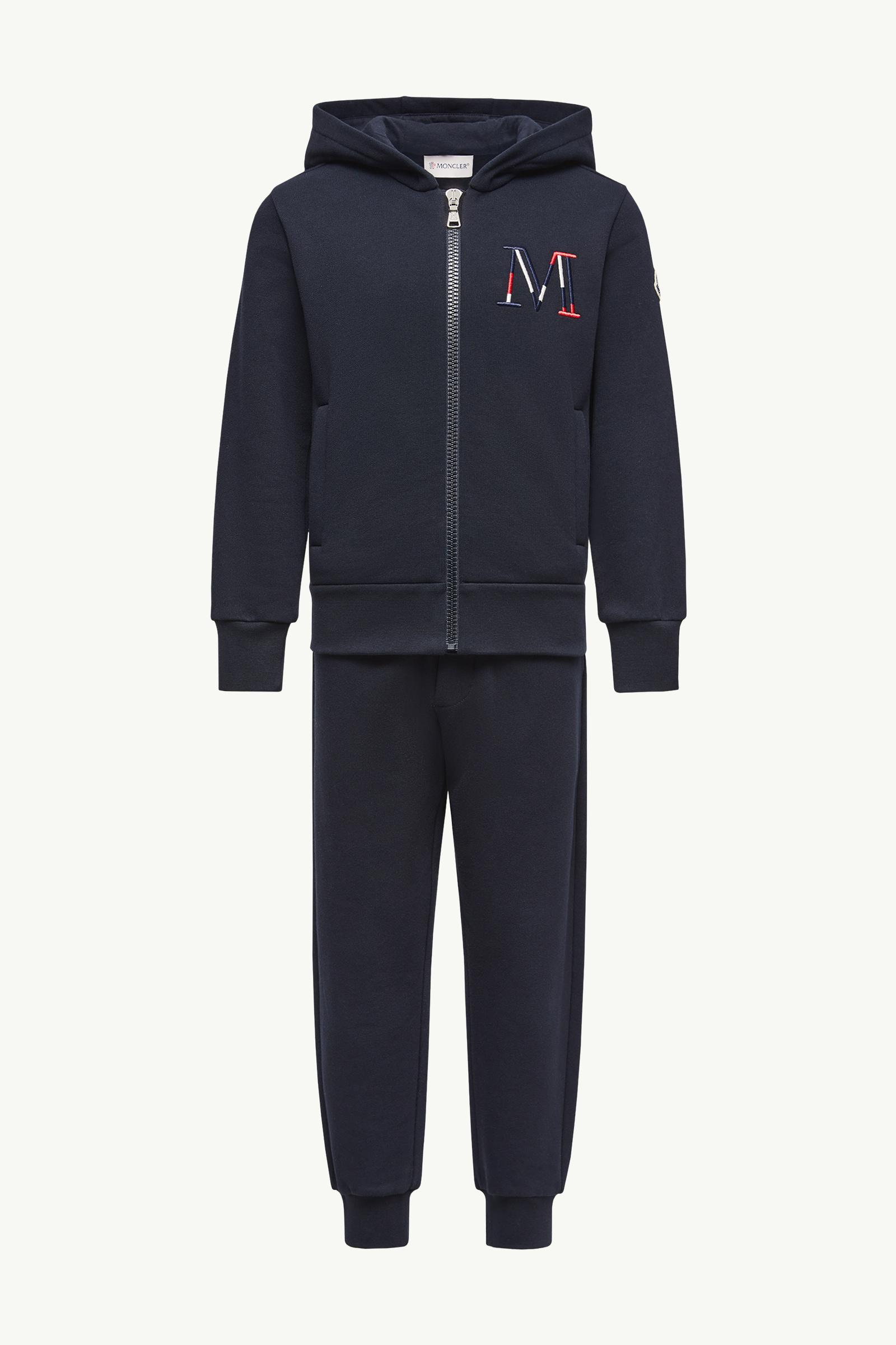 Navy Blue Embroidered Logo Cotton Sweatsuit Set - Pants