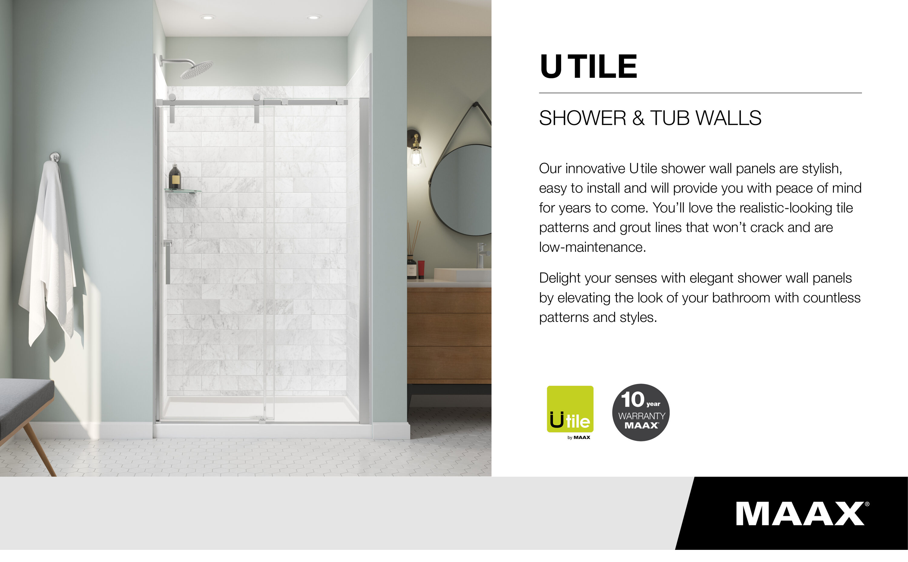 MAAX Utile 5-Piece 32-in W x 48-in L x 83-in H Rectangular Alcove