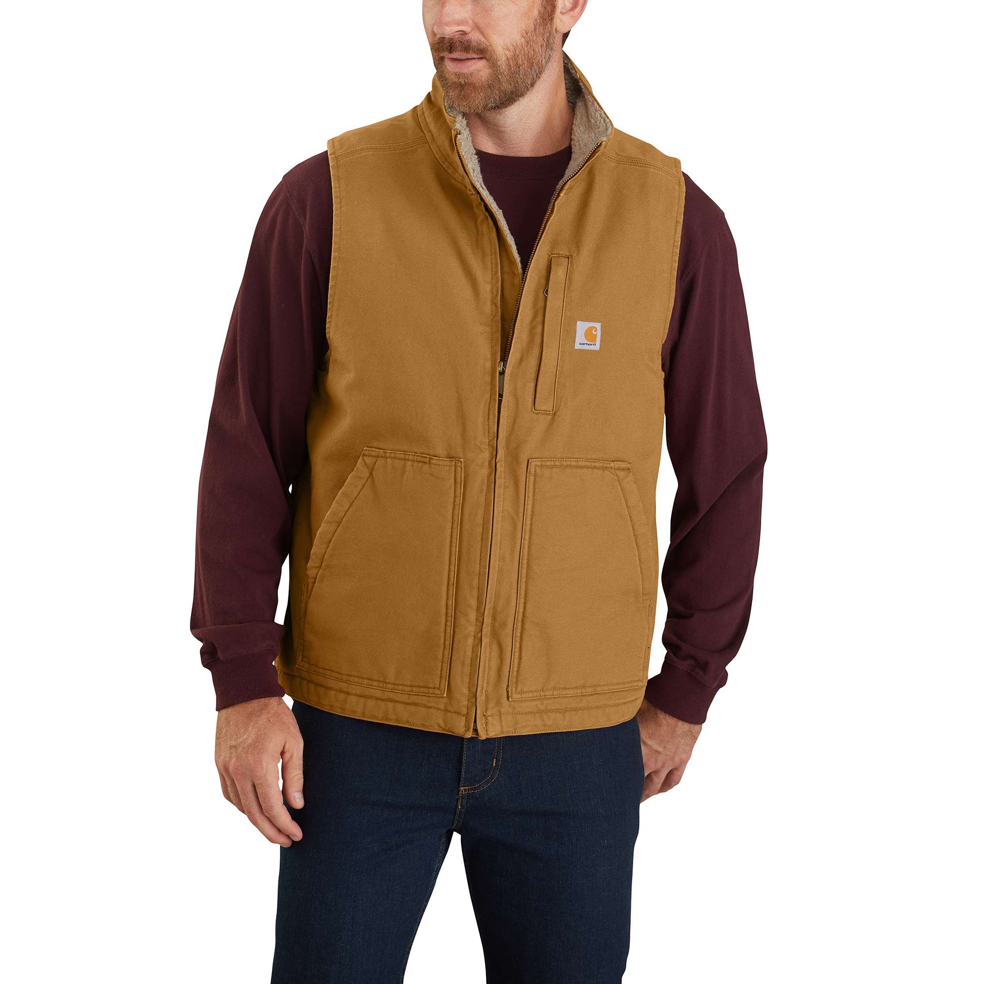 Carhartt Men's Brown Polyester Fleece-lined Vest XL tall at Lowes.com