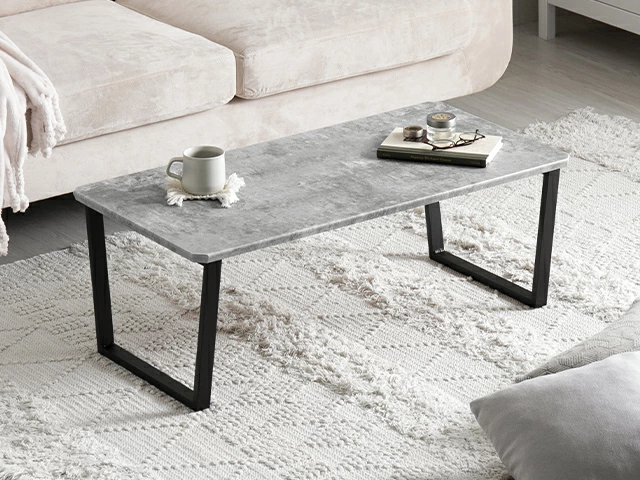 40%OFF対象！幅90cm センターテーブル 大理石/モルタル調 スクエア