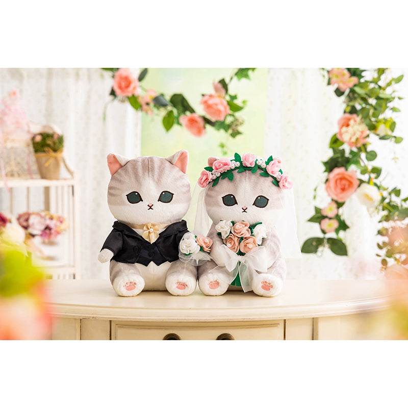 予約】mofusand にゃんこのウエディングペアぬいぐるみ(花嫁にゃん