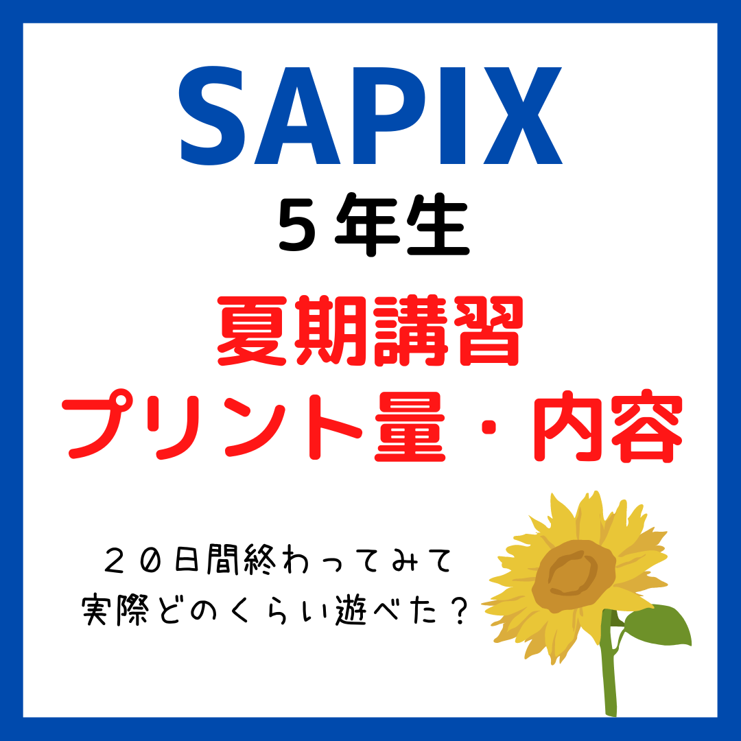 サピックス(SAPIX)夏期講習プリント量・内容 5年｜中学受験 - kirin の