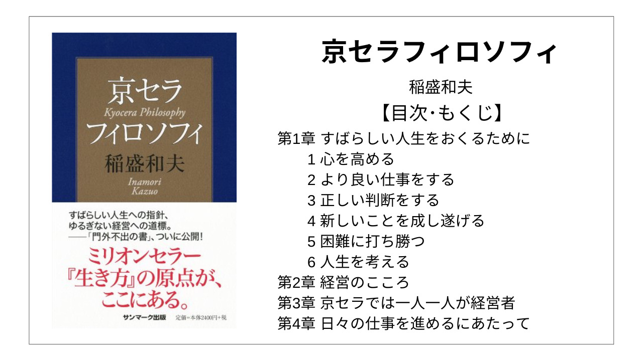 全目次】京セラフィロソフィ / 稲盛和夫【要約・もくじ・評価感想