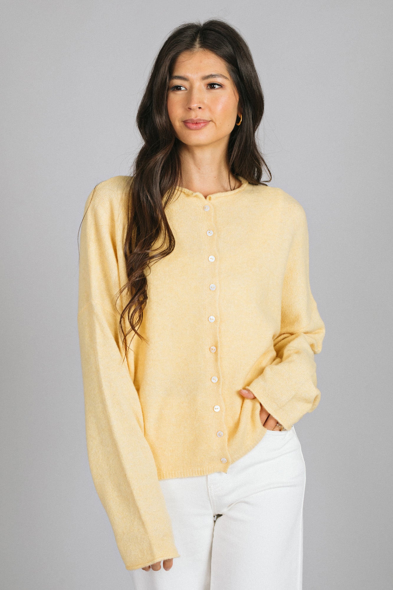 Tristen Buttoned Knit Cardigan - Morning Lavender Boutique Cardigans