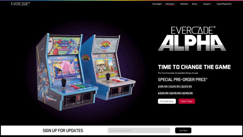 Evercade Alpha : カセット対応のアーケードゲーム筐体型レトロゲーム