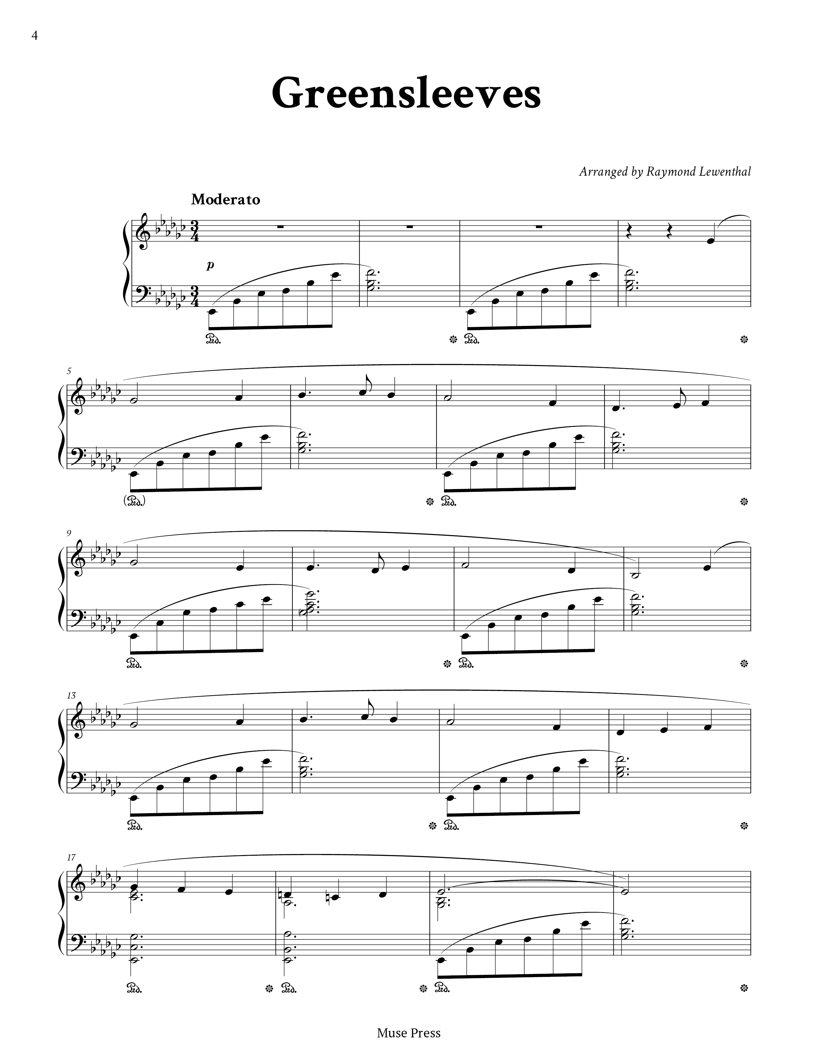 グリーンスリーブス（レイモンド・ルーウェンサール編曲） | Muse Press