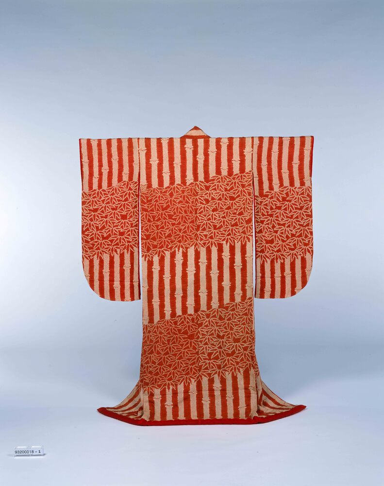 紅綸子地竹笹段模様総匹田振袖 | ToMuCo - Tokyo Museum Collection