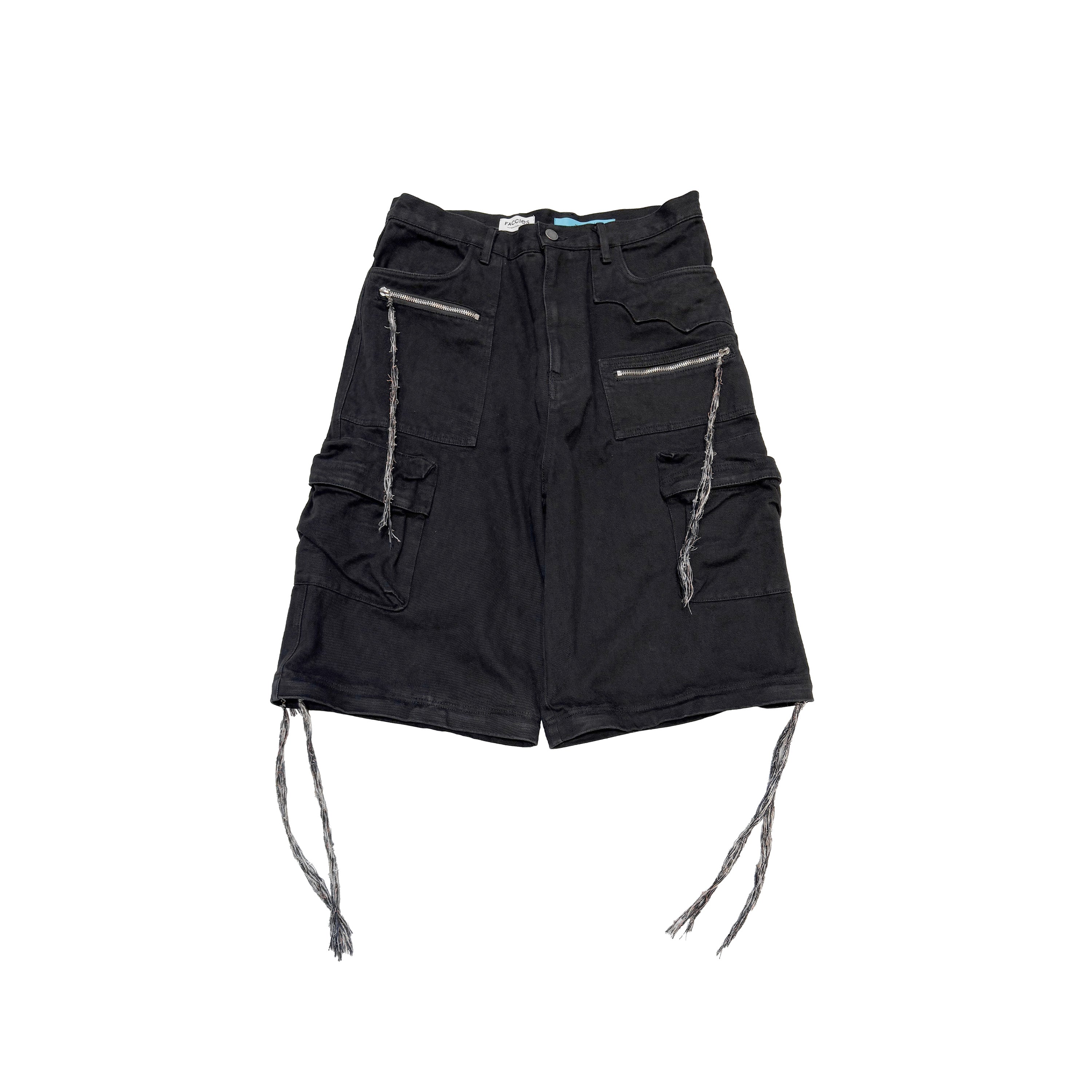 MUZE TURQUOISE LBEL ×FACCIES - MULTI-POCKET DENIM CARGO(BLACK