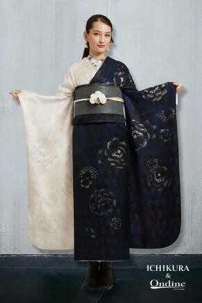 振袖専門店 一蔵の振袖 /紺色/シルバー色/古典/無地柄/ SPC-170 | My振袖