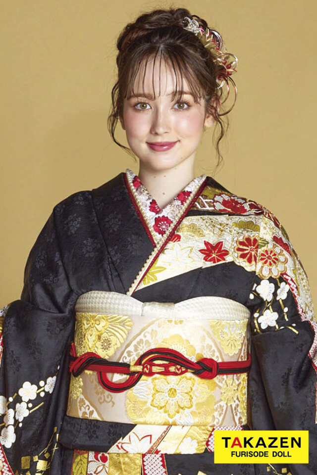 TAKAZENの振袖 /黒色/古典/熨斗柄/ プレミアム古典 滝泰/最高級金彩