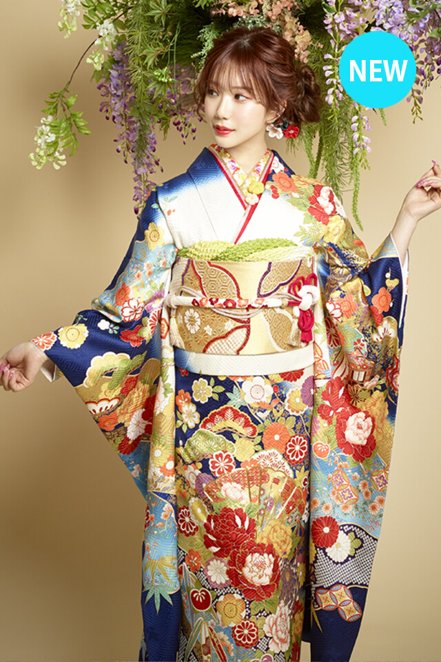 biwa桜 | 近江八幡店 | Princess Furisodeの振袖 /青色/古典/花柄/ 藍