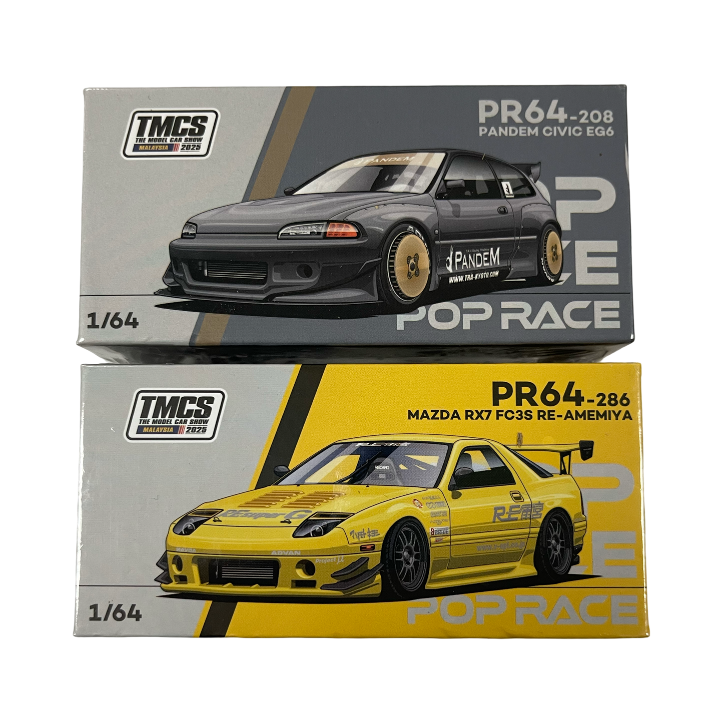 Pop Race 1:64 Honda Civic EG6 Pandem & Mazda RX7 RE-AMEMIYA TMCS