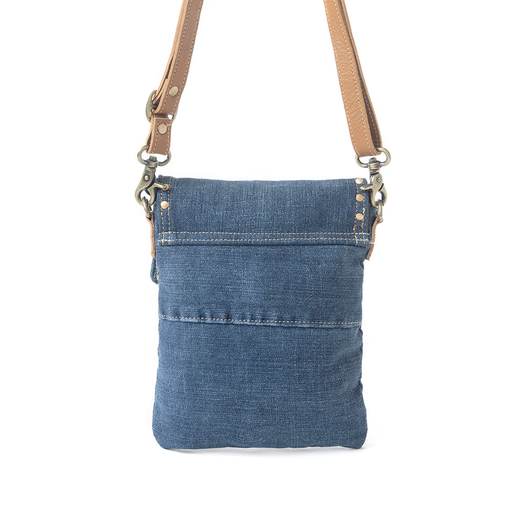 Myra Studded Dahlia Denim Crossbody Bag for Women – Upcycled Jeans