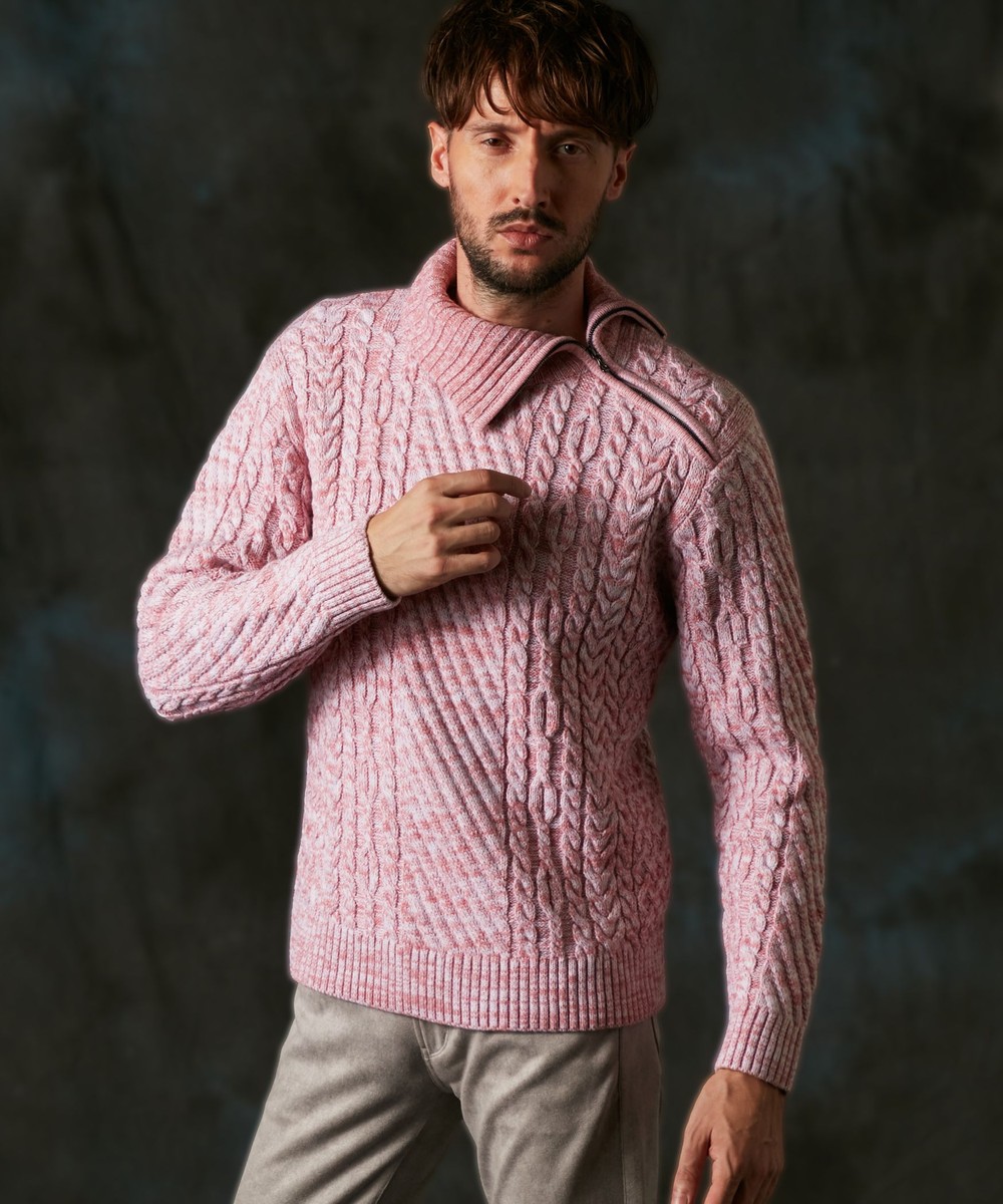 ケーブル編み衿ファスナータートルネックニット｜プルオーバー｜ニコル