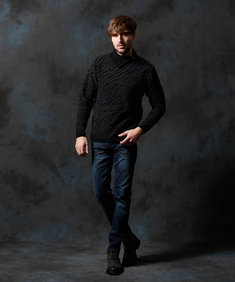 ゼブラ柄衿ファスナータートルネックニット｜プルオーバー｜ニコル公式