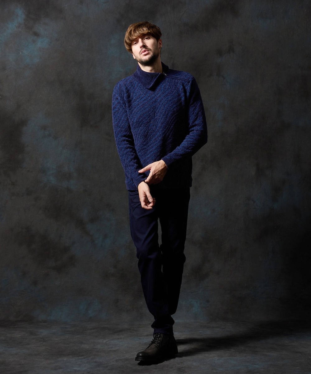 ゼブラ柄衿ファスナータートルネックニット｜プルオーバー｜ニコル公式