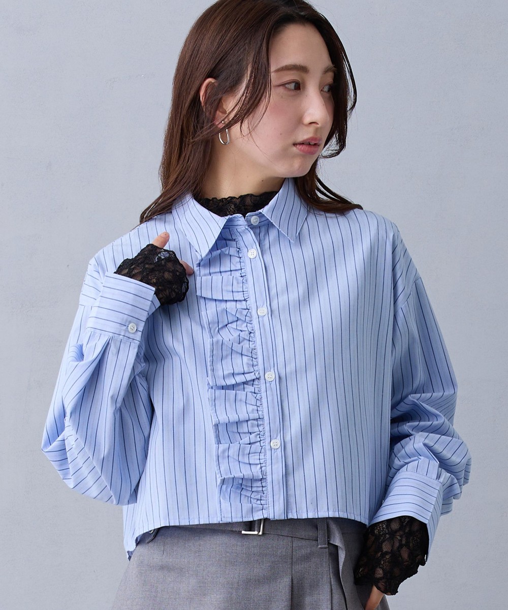 ストライプフリルシャツ｜長袖｜ニコル公式通販サイト｜NICOLE ONLINE SHOP