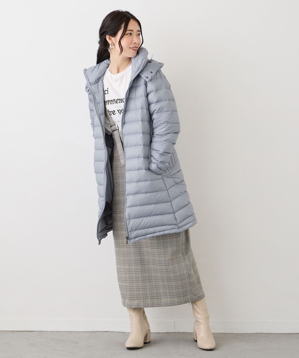 フード付きロングダウンコート／タフタ｜ダウン/中綿コート｜ニコル